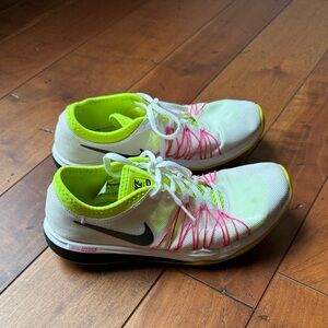 Nike Women's White and Neon Pink Athletic Shoes